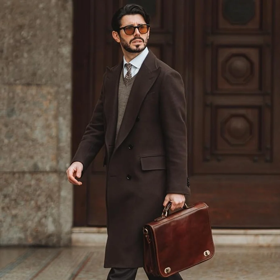 Time Resistance Italian leather briefcase product shot